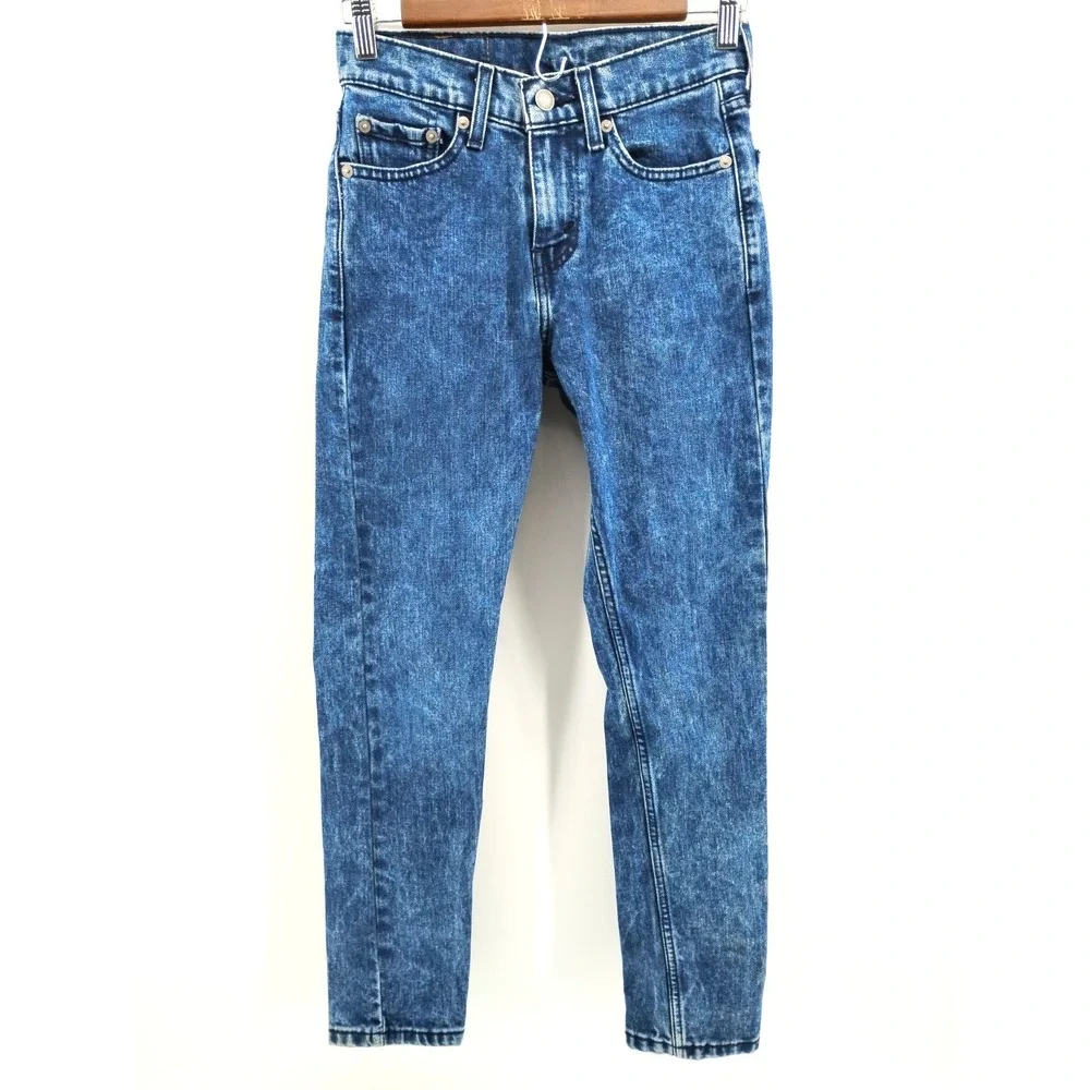 Levi 510 men's skinny fit acid washed denim blue jeans straight leg 26x29